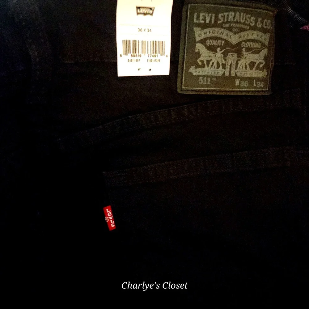 Levi's 511 Slim Straight Jeans Mens 36x34 Black NEW Stretch Flex Denim 045113096